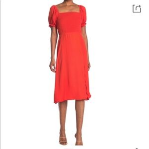 NSR Red Puff Sleeve Dress